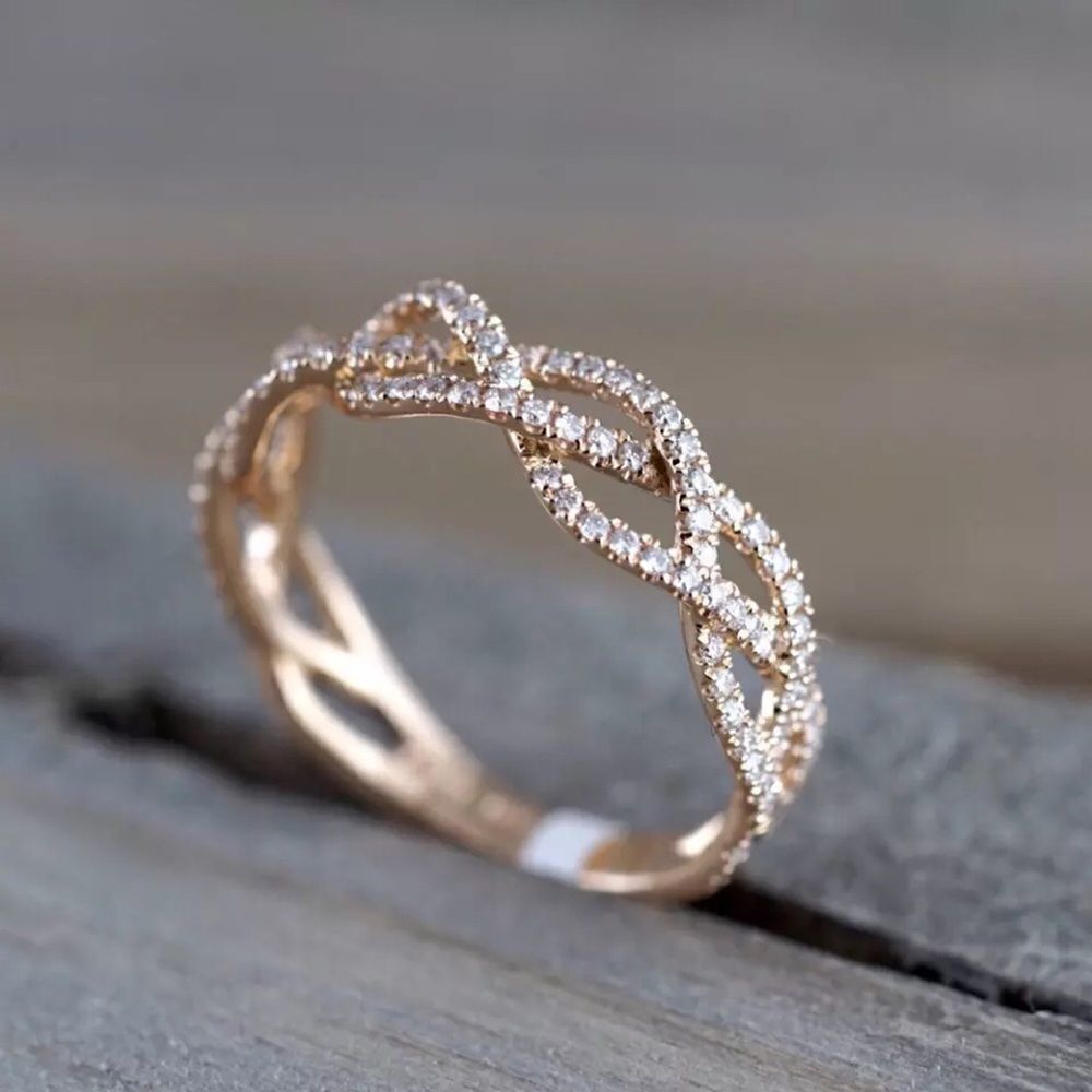 💎A068💎 *NEW 18K ROSE GOLD DIAMOND TWIST RING